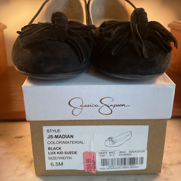 JESSICA SIMPSON "MADIAN" Black Suede Flats Size 6.5 - Picture 5 of 11